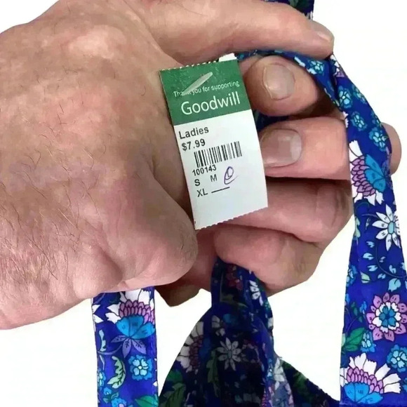 Loft Ann Taylor Dress Women L Blue Multi Floral Sundress Ruffle Sleeveless - Picture 8 of 8